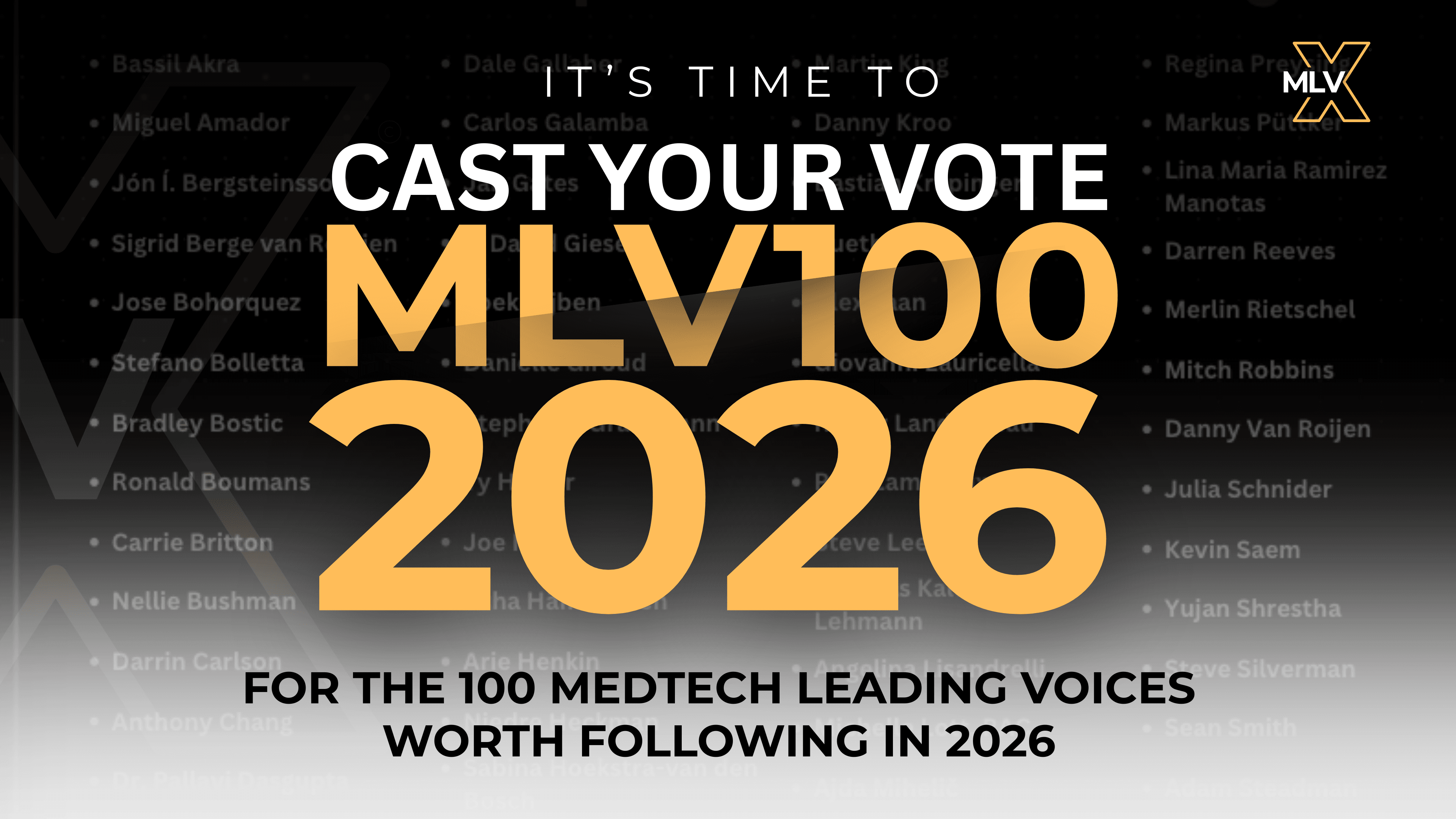 Cast your vote — MLV100 2026: For the 100 MedTech leading voices worth following in 2026